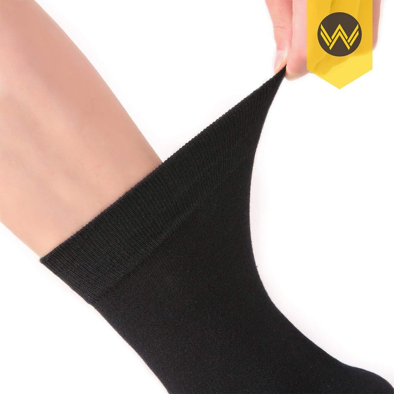 WANDER Men's Solid Dress Socks Cotton Black Men 8 Pairs Trouser Thin Classic Socks (Shoe Size:9-12, 8 Pairs Black) - Image 3